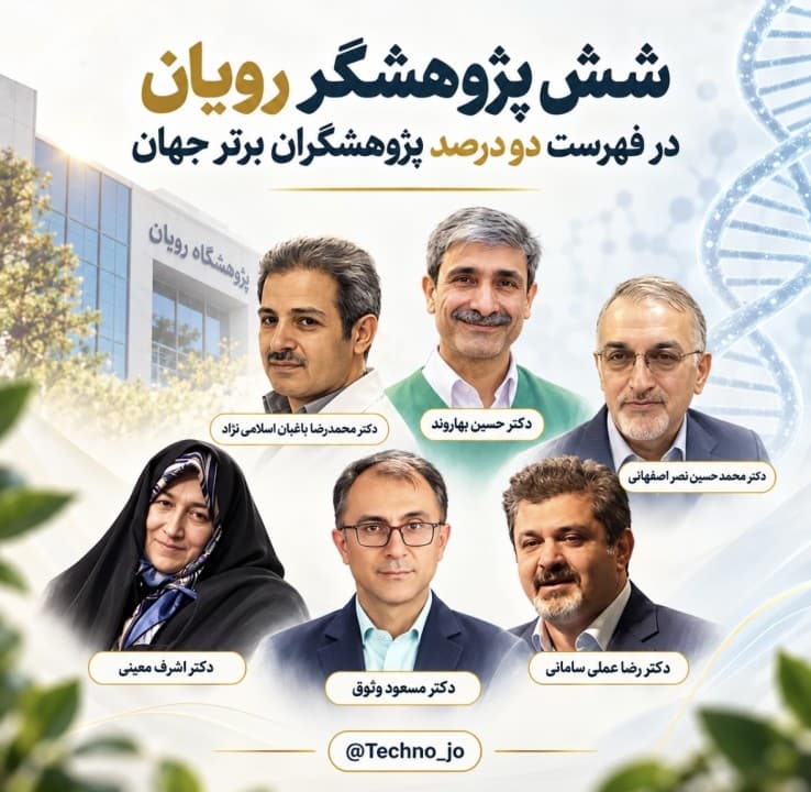 شش پژوهشگر پژوهشگاه رویان در فهرست دو درصد دانشمندان برتر جهان قرار گرفتند